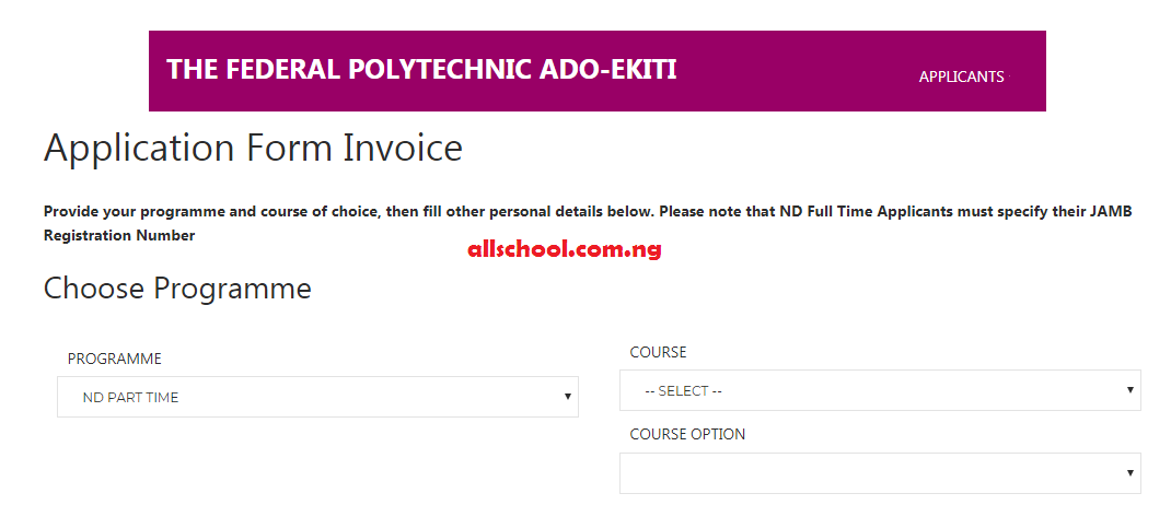 federal poly ado ND part-time form