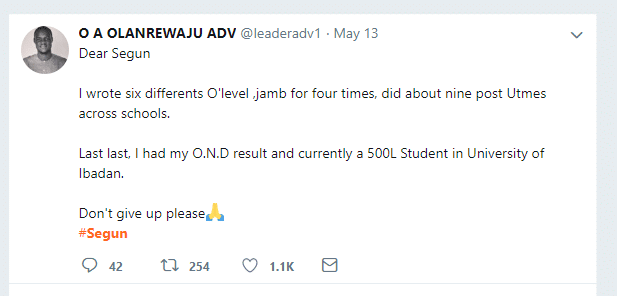 reply to segun attempt to commit suicide