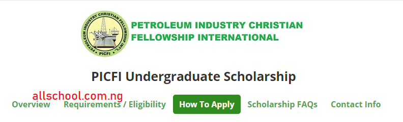 Petroleum Industry Christian Fellowship International, PICFI Undergraduate Scholarship