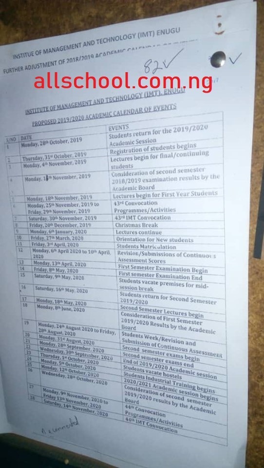 IMT PROPOSED ACADEMIC CALENDAR