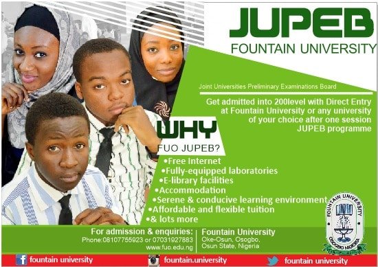 fountain university jupeb form