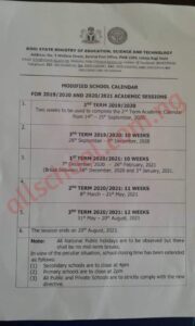 Kogi State Modified Academic Calendar