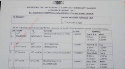 school of health makarfi academic calendar