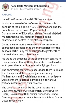 College of Education, Lanlate notice to staff and students