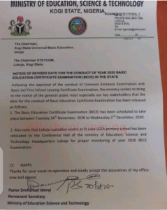 kogi state bece exam date