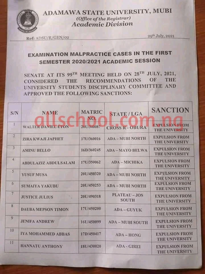 adsu expels 23 students 