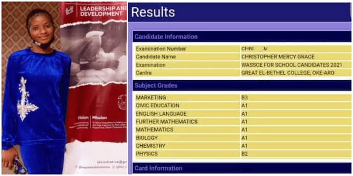 Brilliant Nigerian Girl Passes WAEC Exams with 6 A1's & 2 B's but Doesn't Have Money to Further Her Education
