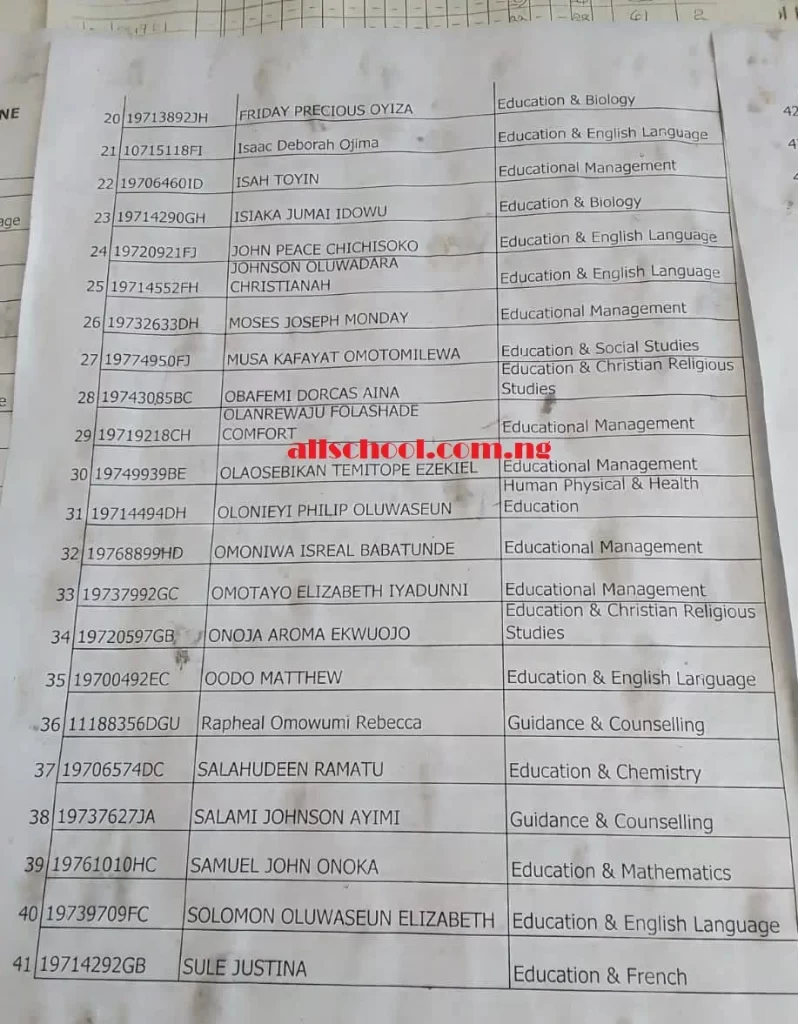 fce okene degree admission list  page 2
