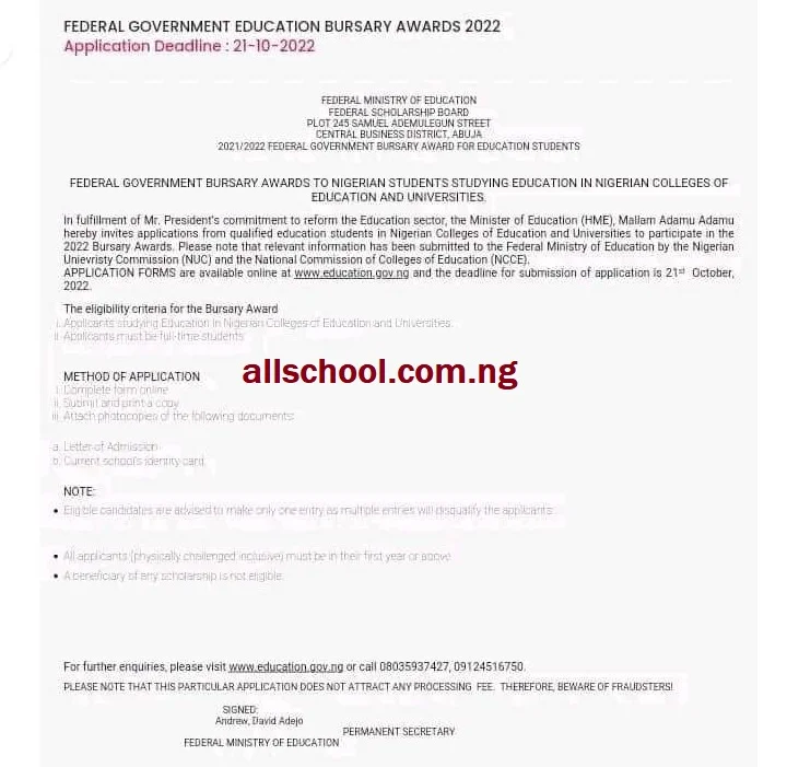 FG's "N75,000 Stipend" for Students Studying Educational Courses in Nigeria