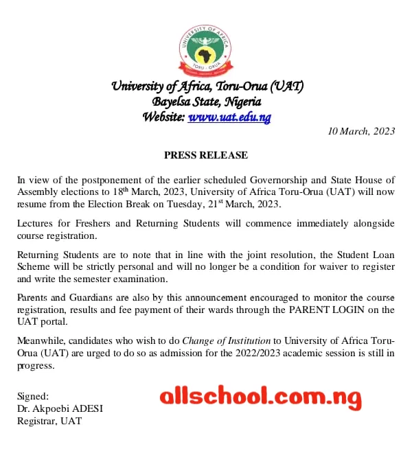 UAT Resumption Date for 2023