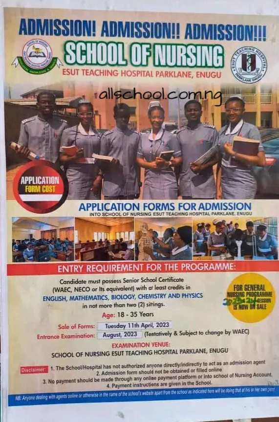 ESUT Teaching Hospital School of Nursing Form 2023